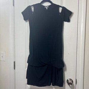 Morgane Le Fay Navy Blue XS Mini Dress with Cap sleeves and Ruffle